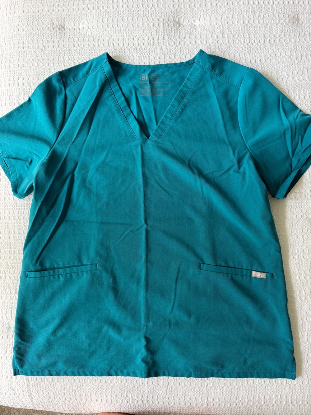 FIGS Casma Three-Pocket Scrub Top Teal Turquoise Women’s XL
